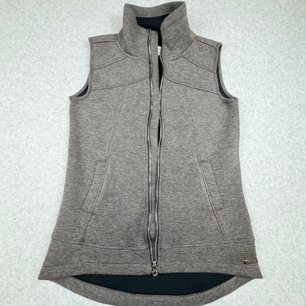 Betsey Johnson Performance Gray Full Zip Vest Small High Low Hem Active